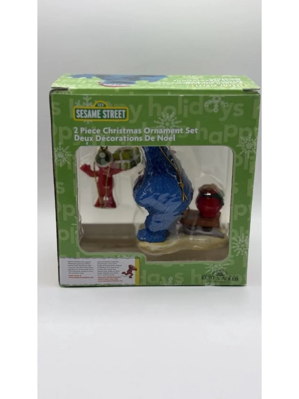 Sesame Street Two Piece Christmas Ornament Set Elmo Cookie Monster Kurt Adler